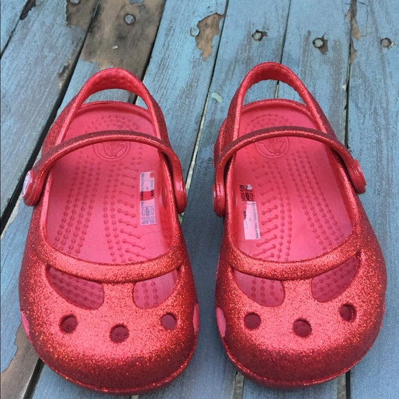 red glitter crocs